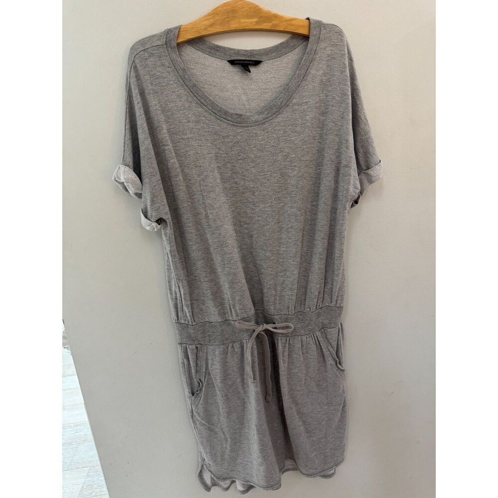 Banana Republic Gray Knit Lounge Dress Medium Casual Drawstring Mini